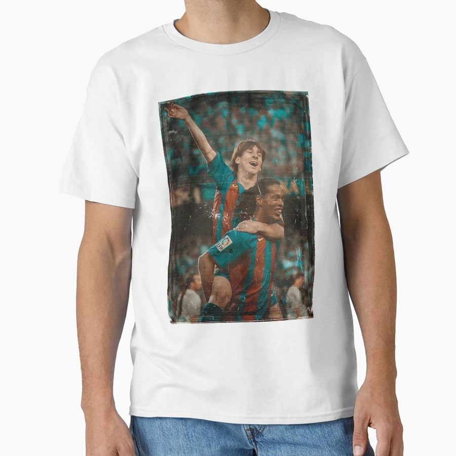 Messi And Ronaldinho T-Shirt - Casual Everyday Wear for Adults - T-Shirt, Sweatshirt, Hoodie