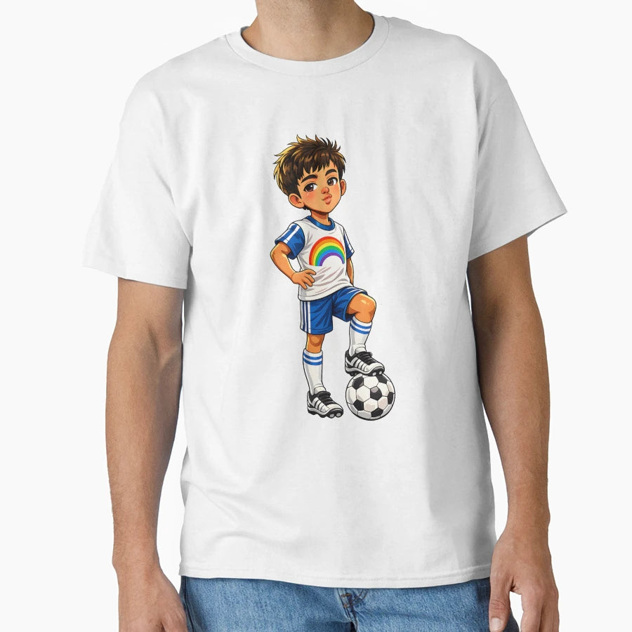 Gay Football Pride Rainbow Soccer Cartoon T-Shirt - Trendy Graphic Unisex - T-Shirt, Sweatshirt, Hoodie