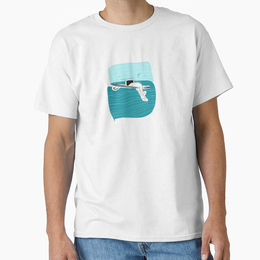 Sitting waiting for the wave surfing minimalist by - Adult & Kids T-Shirts, Sweatshirts & Hoodies apparel design preview 1