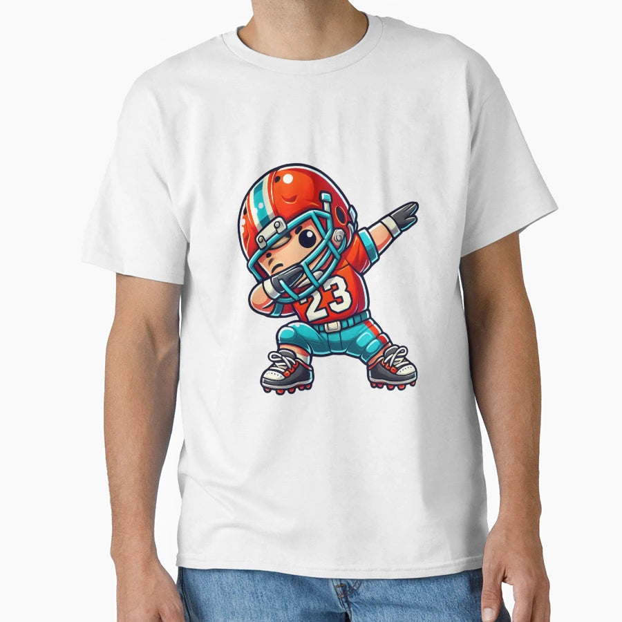Adorable Cartoon Football Player Full T-Shirt - Custom Art Print Unisex - T-Shirt, Sweatshirt, Hoodie