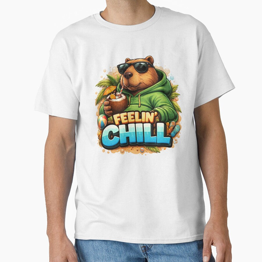Feelin` Chill Capybara Relaxed Summer Vibe Animal - Adult & Kids T-Shirts, Sweatshirts & Hoodies apparel design preview 1