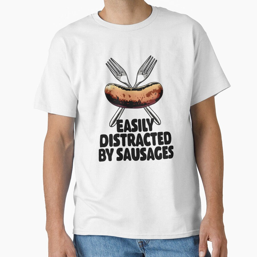 Easily Distracted By Sausages Bendthetrend - Adult & Kids T-Shirts, Sweatshirts & Hoodies apparel design preview 1