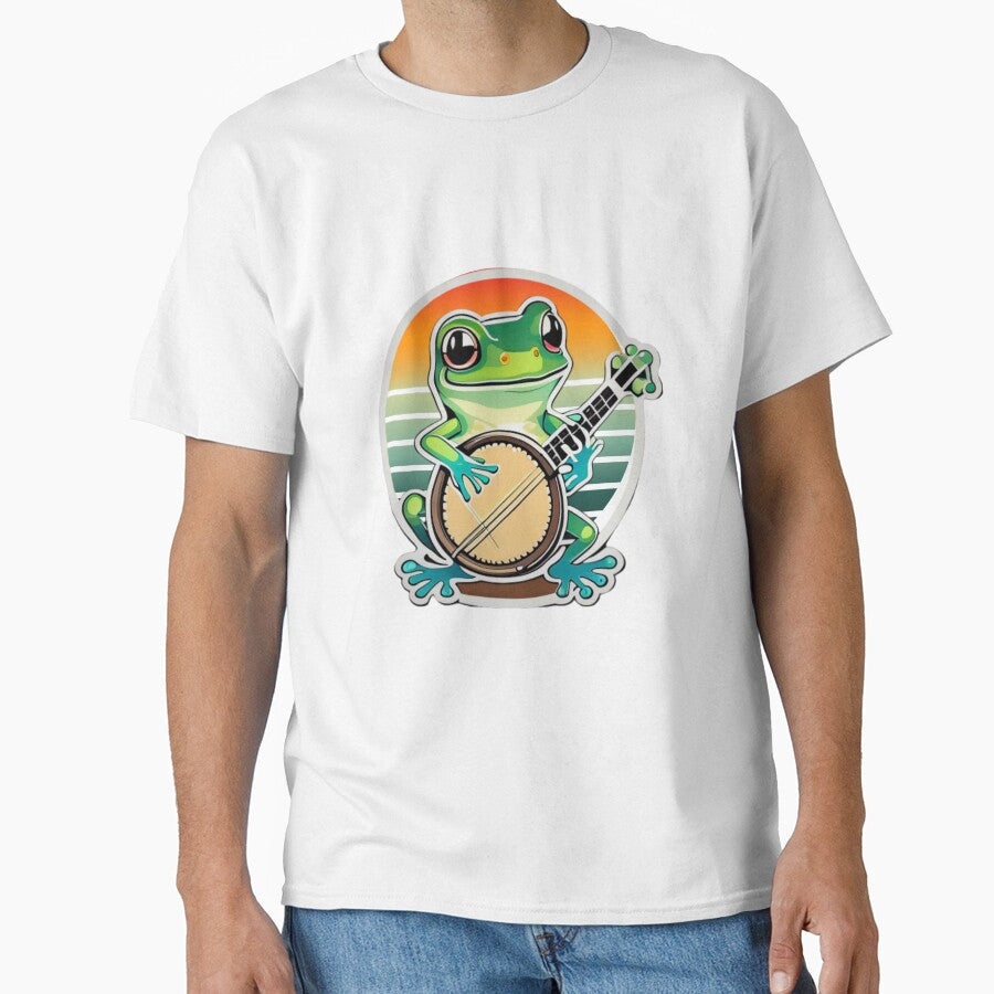 Sunset Banjo Frog by JAWPoD - Adult & Kids T-Shirts, Sweatshirts & Hoodies apparel design preview 1