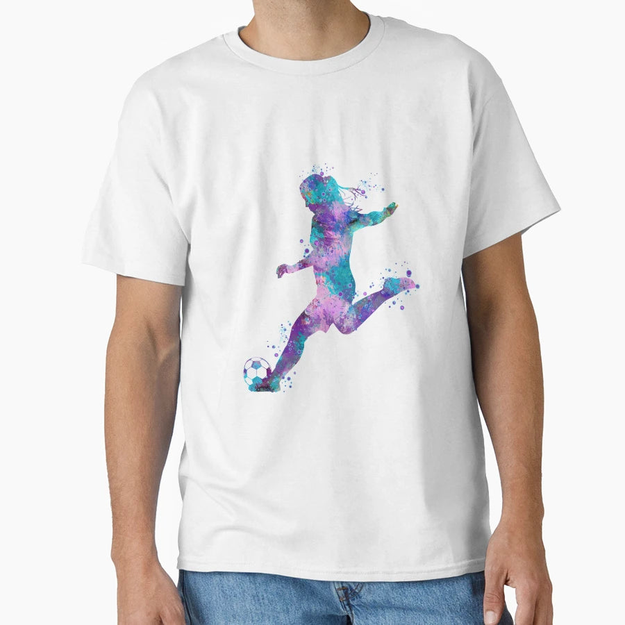 Dynamic Watercolor Soccer Player Art T-Shirt - Aesthetic Graphic Unisex - T-Shirt, Sweatshirt, Hoodie