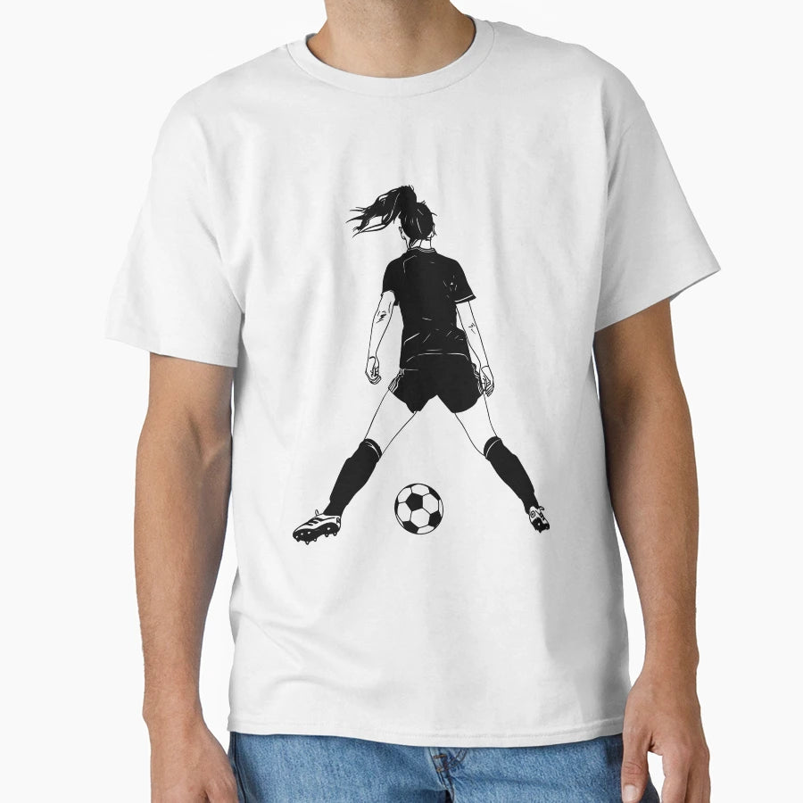 Copy Female Soccer Player T-Shirt - Aesthetic Graphic for Adults - T-Shirt, Sweatshirt, Hoodie