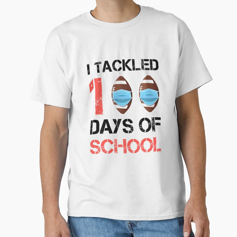 Football American Funny 100 Days School T-Shirt - Graphic Print Men Women - T-Shirt, Sweatshirt, Hoodie