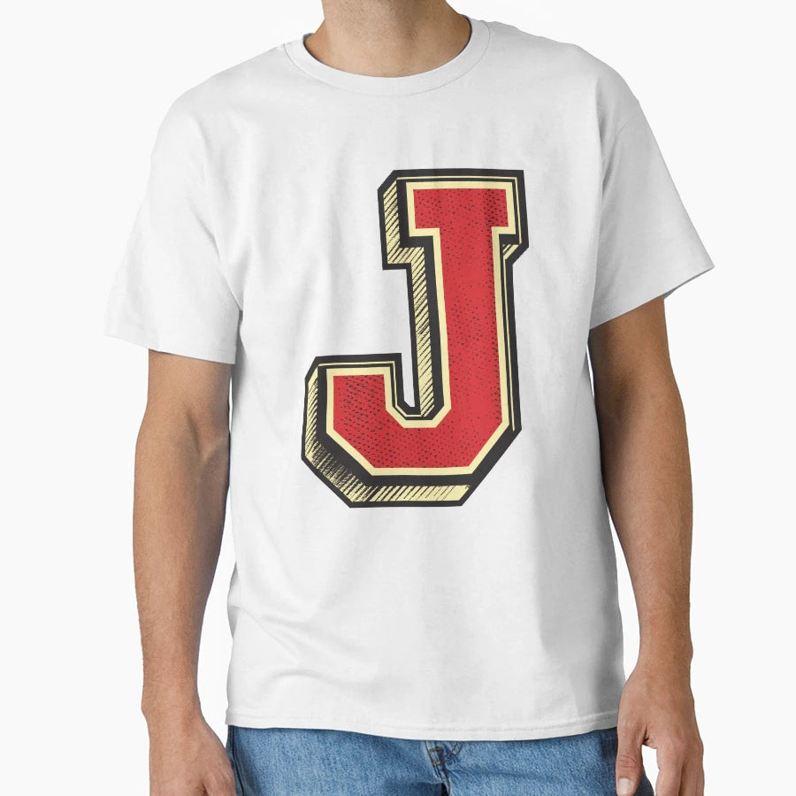 Alphabet Letter J Font Typography T-Shirt - Aesthetic Graphic Unisex - T-Shirt, Sweatshirt, Hoodie
