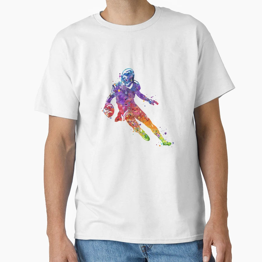 American Football Player Watercolor T-Shirt - Trendy Graphic Unisex - T-Shirt, Sweatshirt, Hoodie