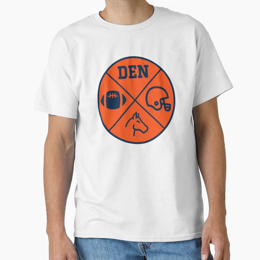Denver Circle Pie Football Den Broncos T-Shirt - Novelty Apparel Unisex - T-Shirt, Sweatshirt, Hoodie