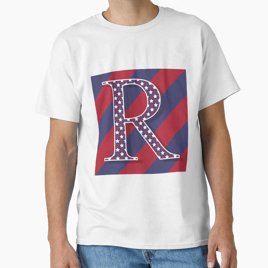 Letter R Americana Old Glory Red And T-Shirt - Minimalist Print Unisex - T-Shirt, Sweatshirt, Hoodie