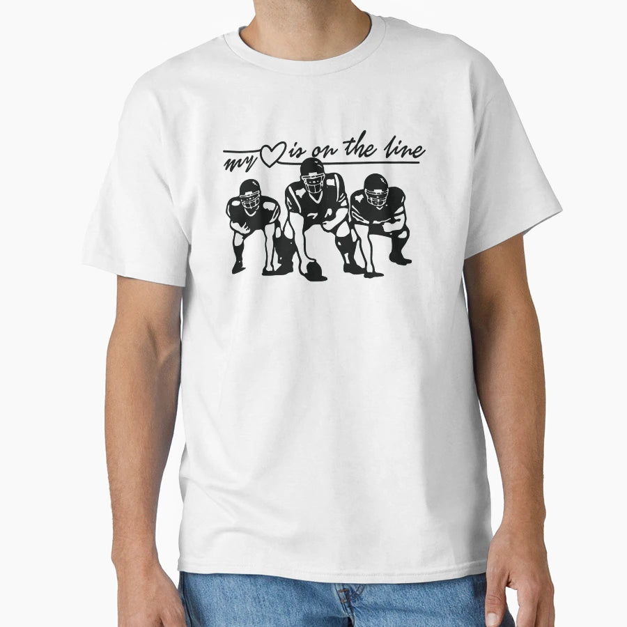 Football My Heart Is Line Offensive T-Shirt - Custom Art Print for Adults - T-Shirt, Sweatshirt, Hoodie