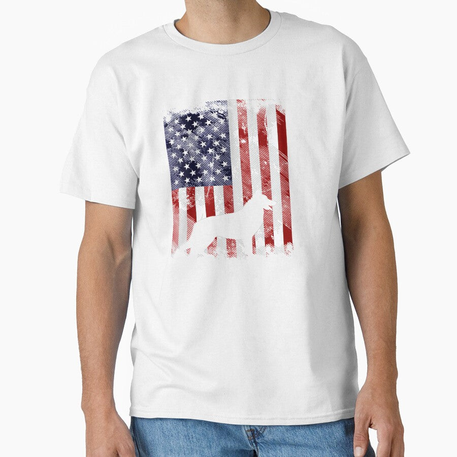 America Flag German Shepherd Vintage K9 Dog Patriotic - Adult & Kids T-Shirts, Sweatshirts & Hoodies apparel design preview 1