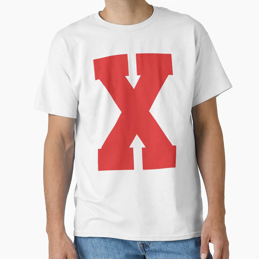 Alphabet Red X Sports Letter X T-Shirt - Graphic Print Unisex - T-Shirt, Sweatshirt, Hoodie