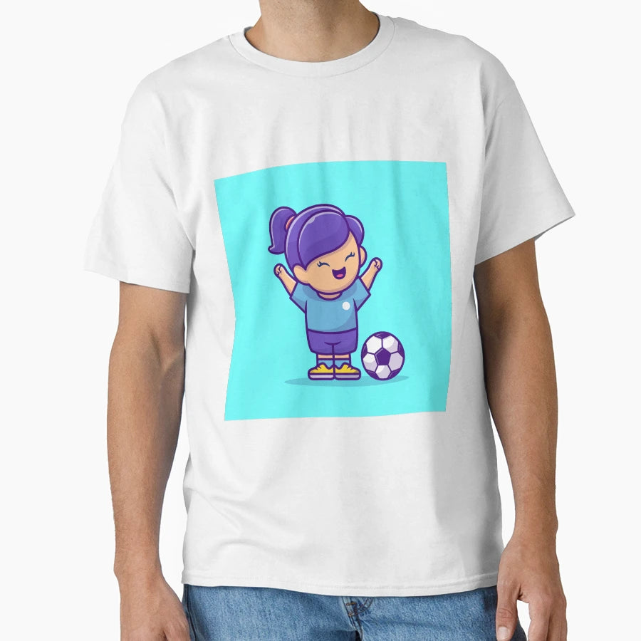 Goal Scorer Soccer Cartoon Vector Icon T-Shirt - Graphic Print for Adults - T-Shirt, Sweatshirt, Hoodie