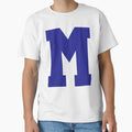 Alphabet Blue M Sports Letter M T-Shirt - Fun Novelty Design Men Women - T-Shirt, Sweatshirt, Hoodie
