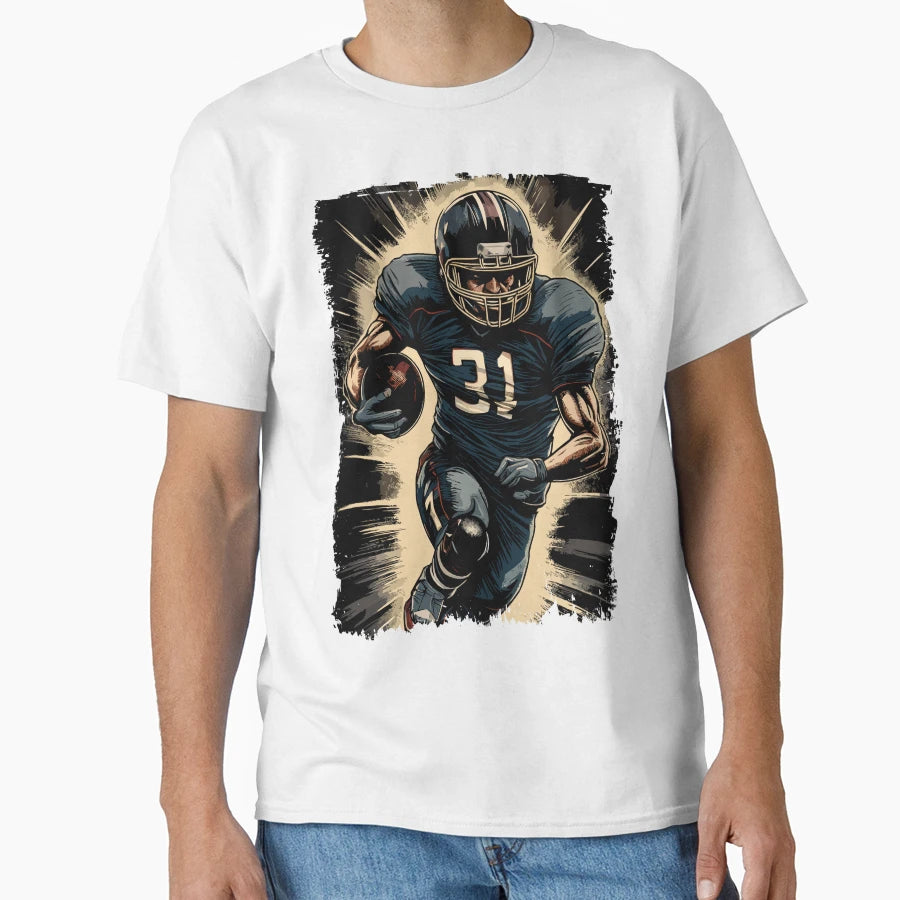 Football Player Portrait Abstract Vector T-Shirt - Graphic Print Men Women - T-Shirt, Sweatshirt, Hoodie