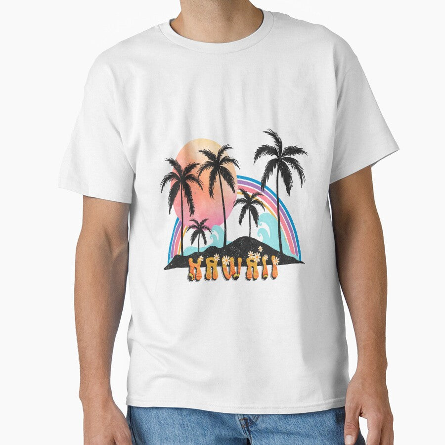Boho Aethetic :vintage landscape with Sun and Palms - Adult & Kids T-Shirts, Sweatshirts & Hoodies apparel design preview 1