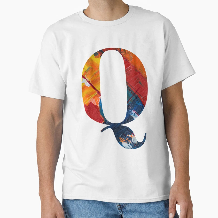 Colorful Abstract Letter Q Art T-Shirt - Graphic Print for Adults - T-Shirt, Sweatshirt, Hoodie