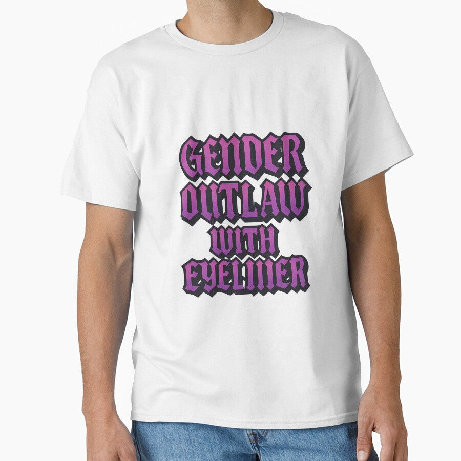 Gender Outlaw With Eyeliner Bold Typographic Design - Adult & Kids T-Shirts, Sweatshirts & Hoodies apparel design preview 1