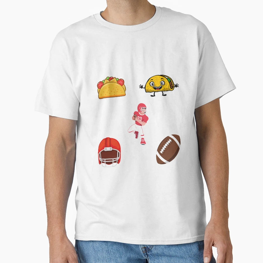 Football And Tacos Funny Tacos T-Shirt - Casual Everyday Wear for Adults - T-Shirt, Sweatshirt, Hoodie