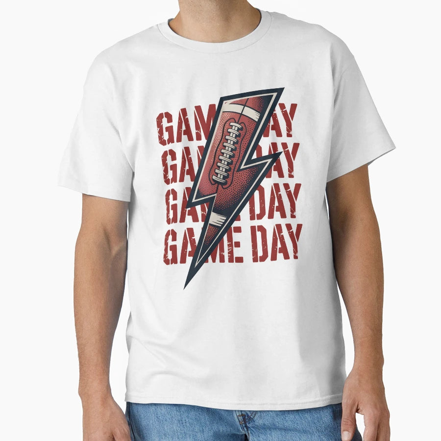 Game Day Lightning Bolt Football Fan T-Shirt - Aesthetic Graphic Men Women - T-Shirt, Sweatshirt, Hoodie