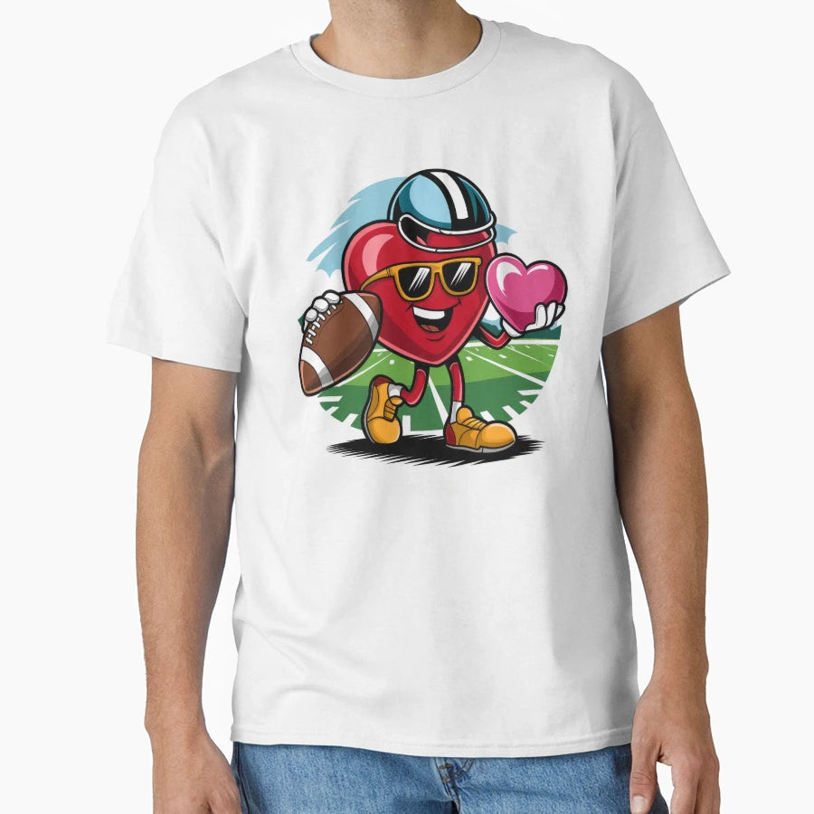 Valentines Day Heart Quarterback Receiver T-Shirt - Graphic Print Unisex - T-Shirt, Sweatshirt, Hoodie