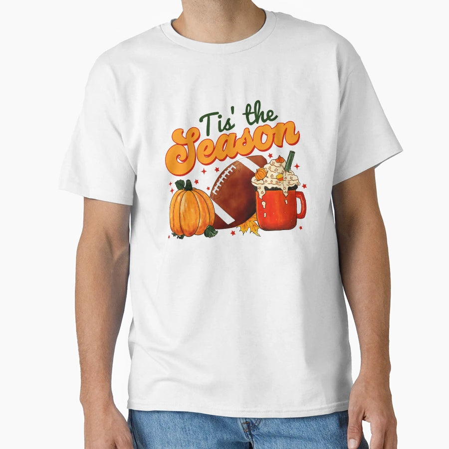 Tis Season Cozy Fall Football T-Shirt - Graphic Print Unisex - T-Shirt, Sweatshirt, Hoodie