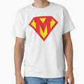 Letter M Superhero Symbol T-Shirt - Casual Everyday Wear for Adults - T-Shirt, Sweatshirt, Hoodie