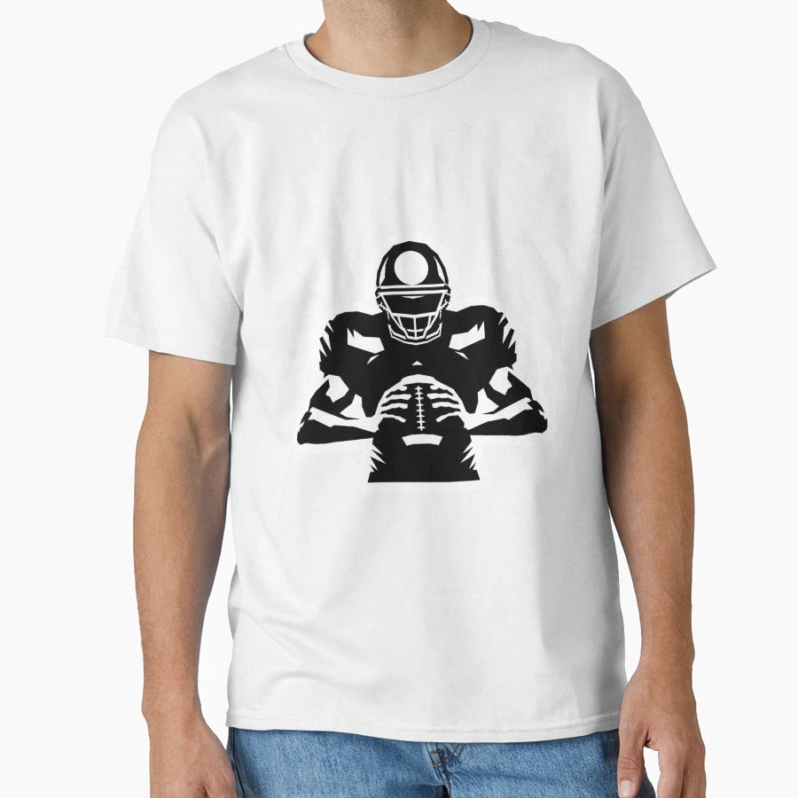 Football Player Holding Football T-Shirt - Graphic Print for Adults - T-Shirt, Sweatshirt, Hoodie