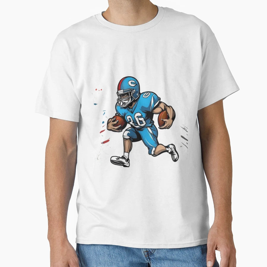 Cartoon Character Playing Football T-Shirt - Streetwear Style for Adults - T-Shirt, Sweatshirt, Hoodie