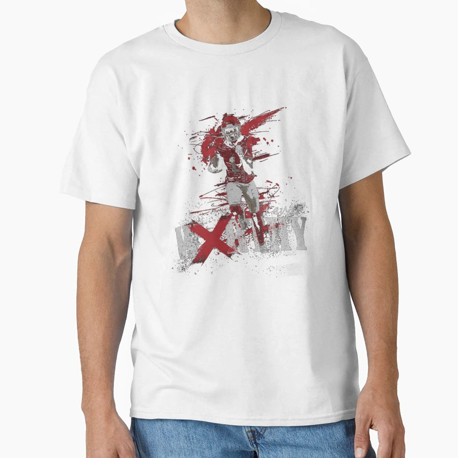 Red Football Player Xavier Worthy Running T-Shirt - Graphic Print Unisex - T-Shirt, Sweatshirt, Hoodie