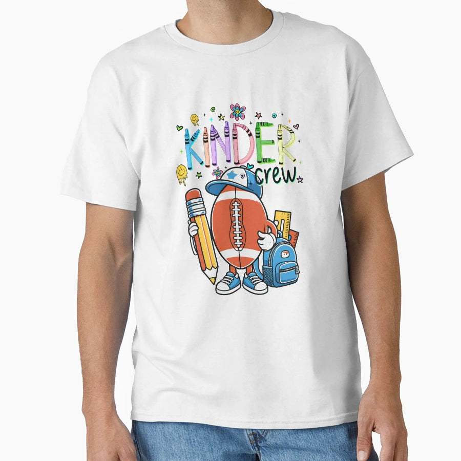 Kindergarten Rugby Ball Crew T-Shirt - Graphic Print for Adults - T-Shirt, Sweatshirt, Hoodie