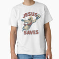 Jesus Saves Soccer Goalie Christian T-Shirt - Aesthetic Graphic for Adults - T-Shirt, Sweatshirt, Hoodie
