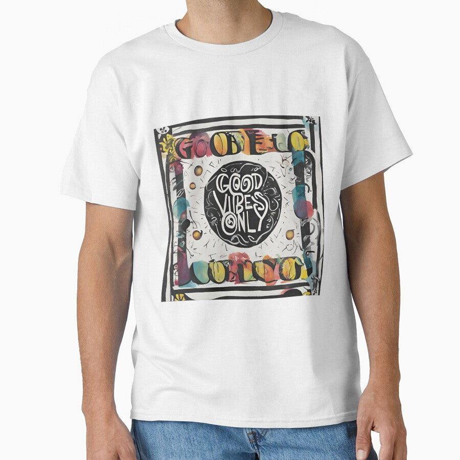 Good Vibes Only Round Typography Art by Happyfreedom - Adult & Kids T-Shirts, Sweatshirts & Hoodies apparel design preview 1