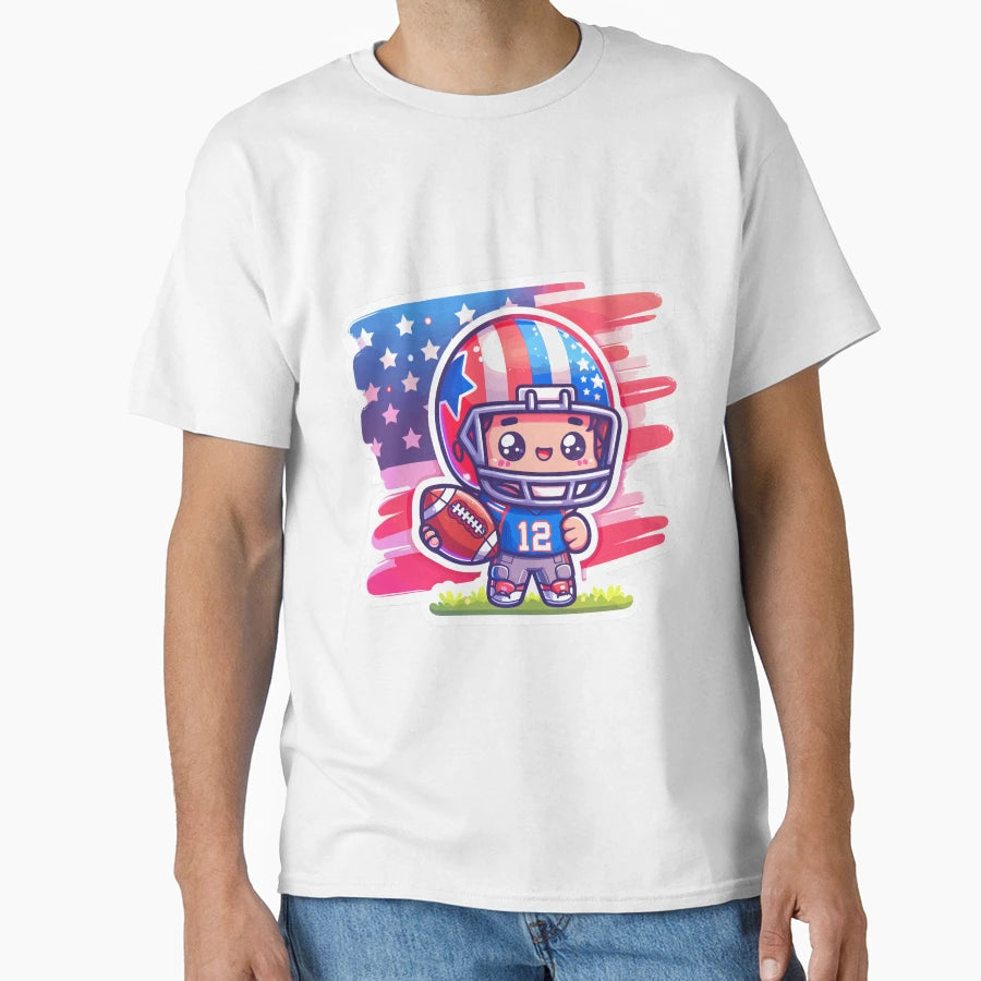 American Football Cartoon T-Shirt - Unique Graphic for Adults - T-Shirt, Sweatshirt, Hoodie