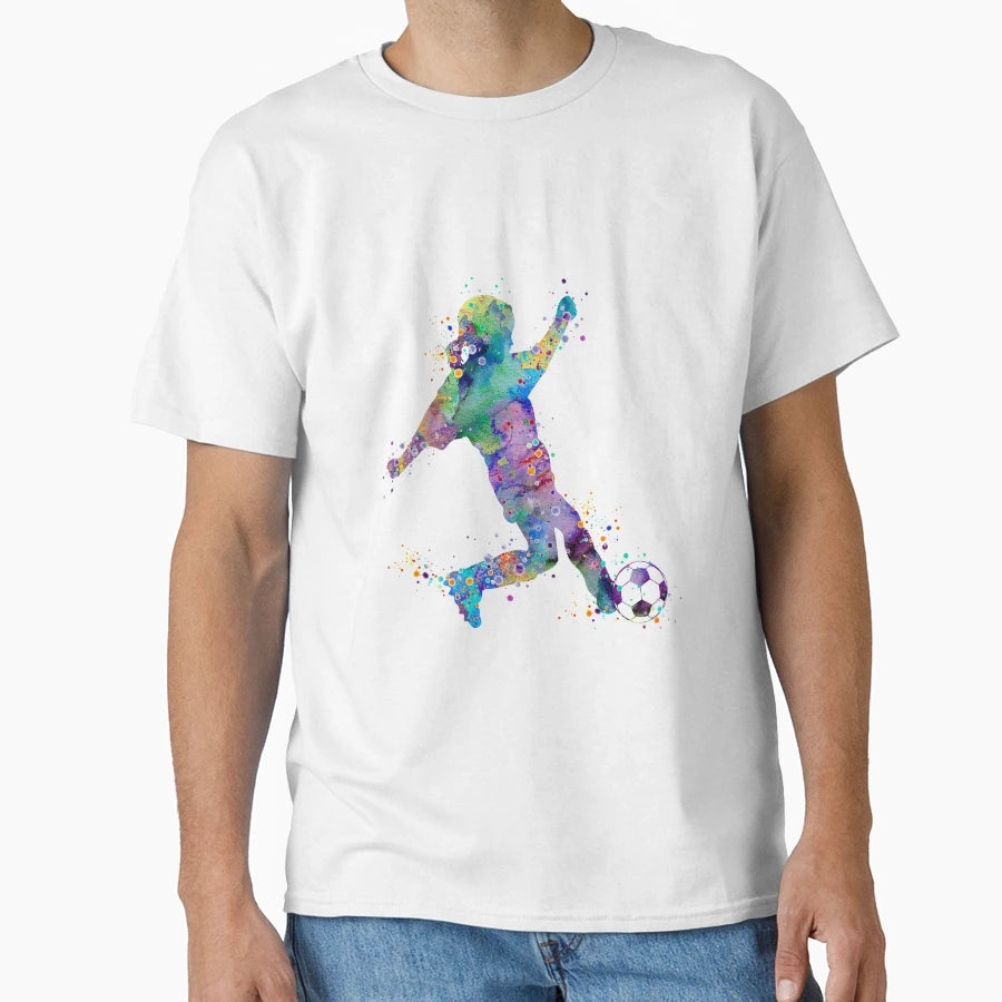 Little Soccer Watercolor T-Shirt - Custom Art Print Men Women - T-Shirt, Sweatshirt, Hoodie