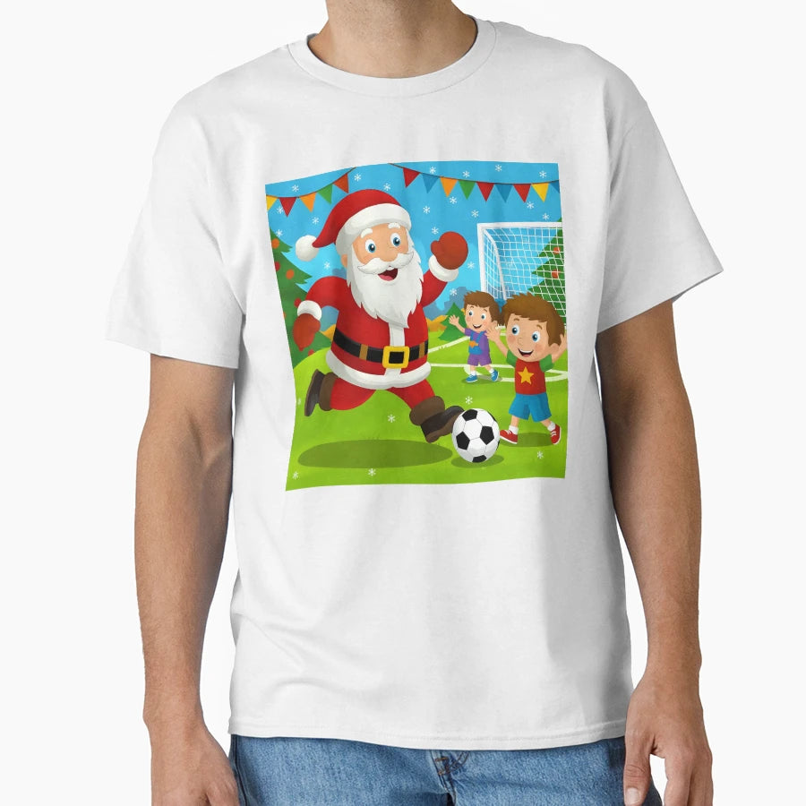Soccer Santa Football T-Shirt - Custom Art Print Unisex - T-Shirt, Sweatshirt, Hoodie