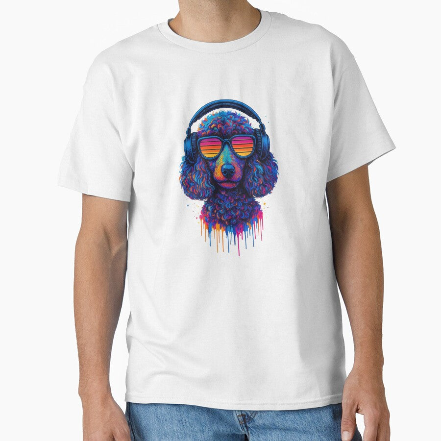 Neon Poodle Headphones by AlfeArts - Adult & Kids T-Shirts, Sweatshirts & Hoodies apparel design preview 1