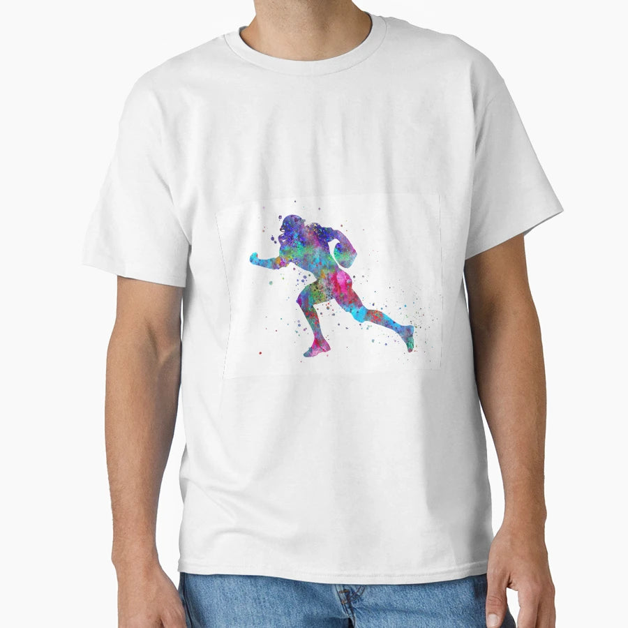 American Football Player Watercolor T-Shirt - Trendy Graphic Men Women - T-Shirt, Sweatshirt, Hoodie