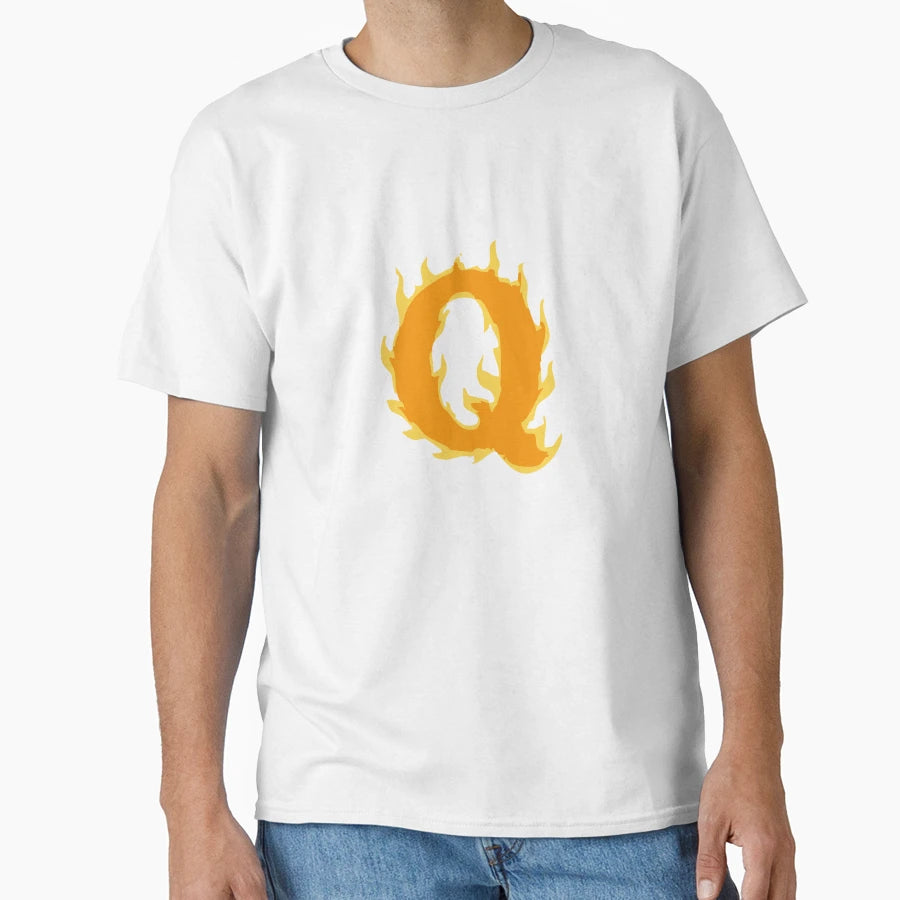 Fire Letter Q Typography Flaming T-Shirt - Unique Graphic Men Women - T-Shirt, Sweatshirt, Hoodie