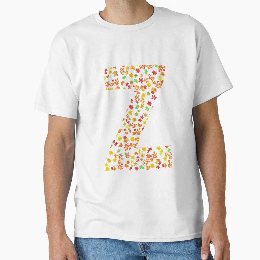 Z Letter Autumn Leaves Letter Z T-Shirt - Aesthetic Graphic Men Women - T-Shirt, Sweatshirt, Hoodie