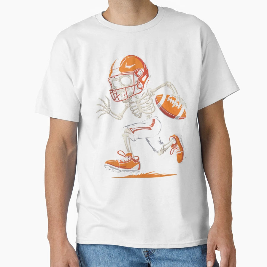 Funny Halloween Skeleton Football T-Shirt - Aesthetic Graphic Unisex - T-Shirt, Sweatshirt, Hoodie