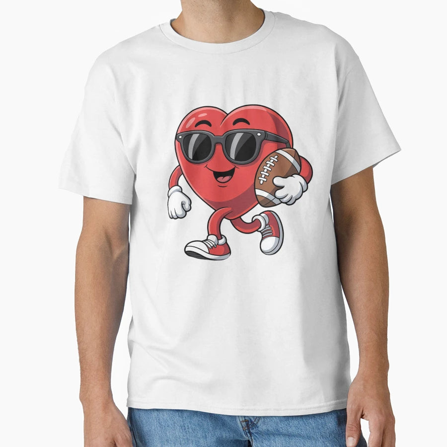 Heart American Football Valentines Day T-Shirt - Fun Novelty Design Unisex - T-Shirt, Sweatshirt, Hoodie