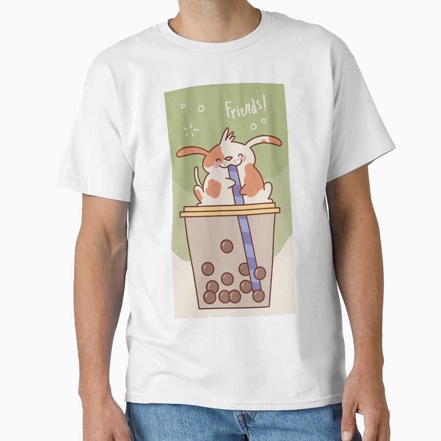 Kawaii rabbit and Bobba tea Phone cover stickers by - Adult & Kids T-Shirts, Sweatshirts & Hoodies apparel design preview 1