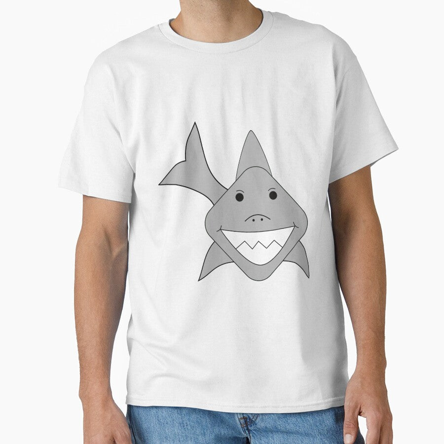 Cute Shark With A Precious Face Drawn in The Kawaii - Adult & Kids T-Shirts, Sweatshirts & Hoodies apparel design preview 1