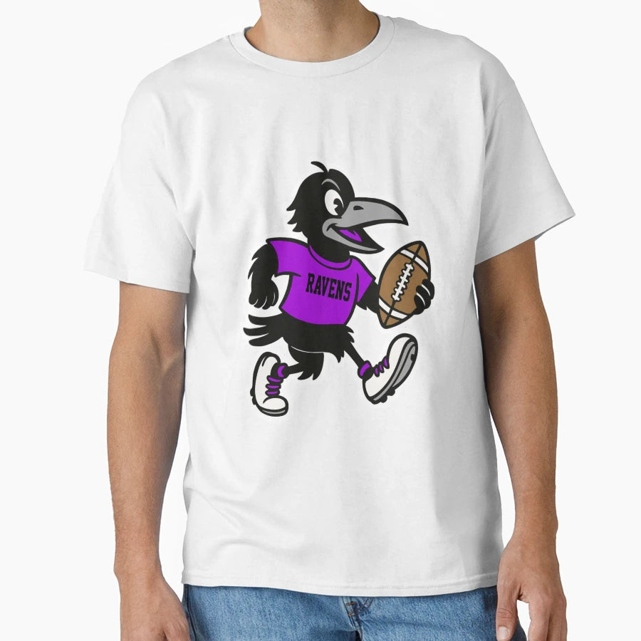 Raven Football Mascot T-Shirt - Unique Graphic for Adults - T-Shirt, Sweatshirt, Hoodie