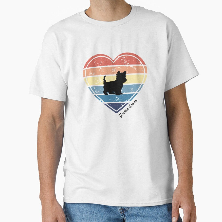 Yorkie Lover Retro Sunset Heart by Print-A-Joke - Adult & Kids T-Shirts, Sweatshirts & Hoodies apparel design preview 1