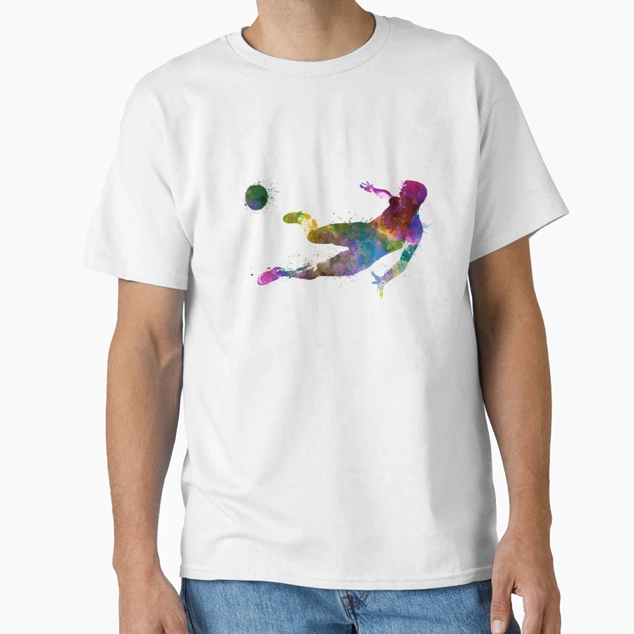 Soccer Football Player Flying Kicking T-Shirt - Unique Graphic Unisex - T-Shirt, Sweatshirt, Hoodie