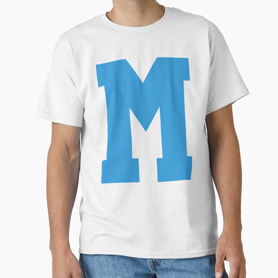 Alphabet Blue M Sports Letter M T-Shirt - Trendy Graphic Unisex - T-Shirt, Sweatshirt, Hoodie