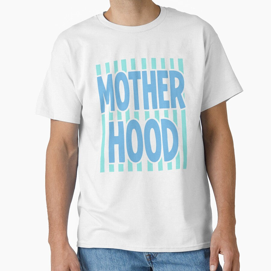 Motherhood Retro Blue Stripe Typography Design by - Adult & Kids T-Shirts, Sweatshirts & Hoodies apparel design preview 1
